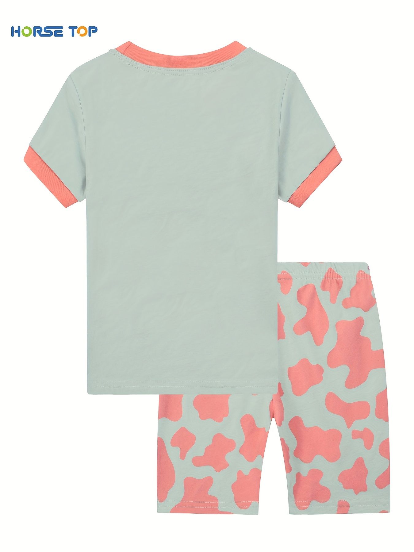2PCS Pajama Set New Summer Girls Women Pajamas Short Sleeve Female