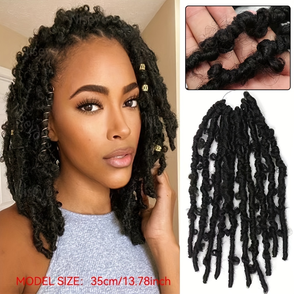 Synthetic Butterfly Locs Pre Looped Crochet Braiding Hair Extensions Black  Women
