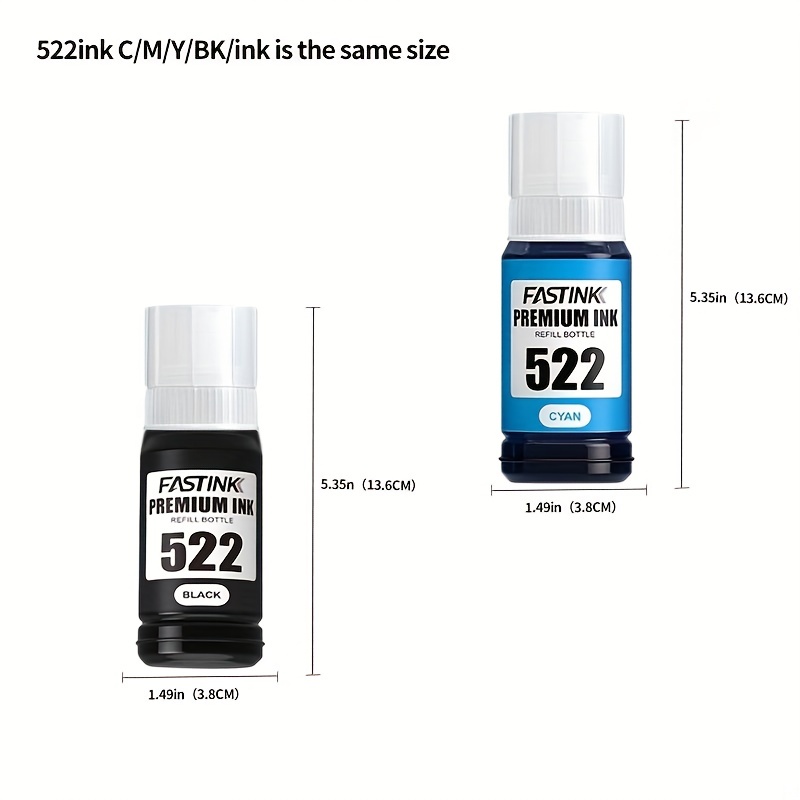 Compatible Epson 522 T522120 EcoTank Black Ink Bottle 2PK ET-2720, ET- –  discountinkllc