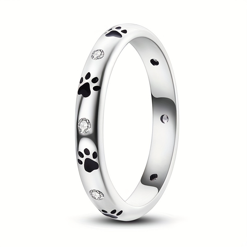 Sterling silver store paw print ring