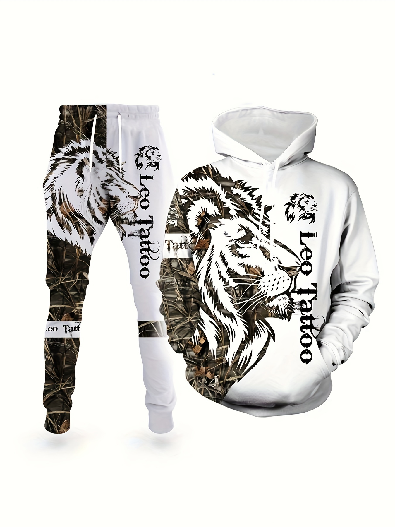 Men's 3d Lion Print Joggers Oversized Sweatpants - Temu