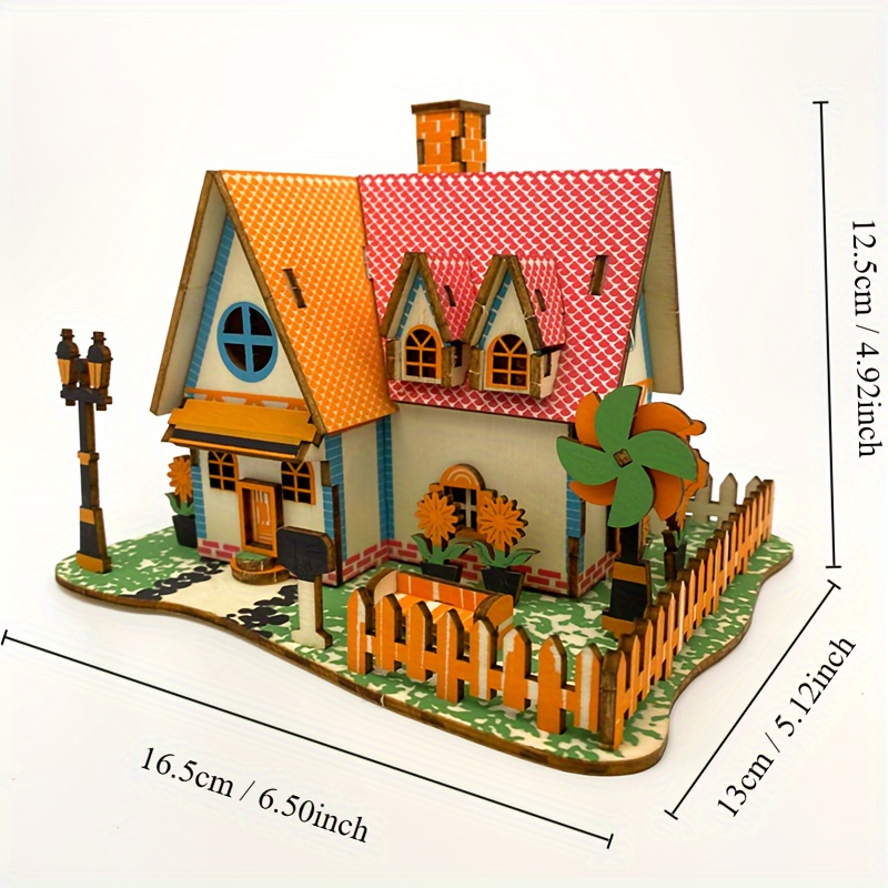 Wooden 3d Puzzle cottages Building Models Puzzle Kits - Temu