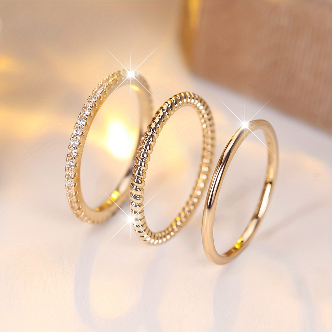 

3pcs Minimalist Style Stacking Rings Paved Shining Zirconia Mix And Match For Various Outfits Party Accessory Dupes Luxury Jewelry