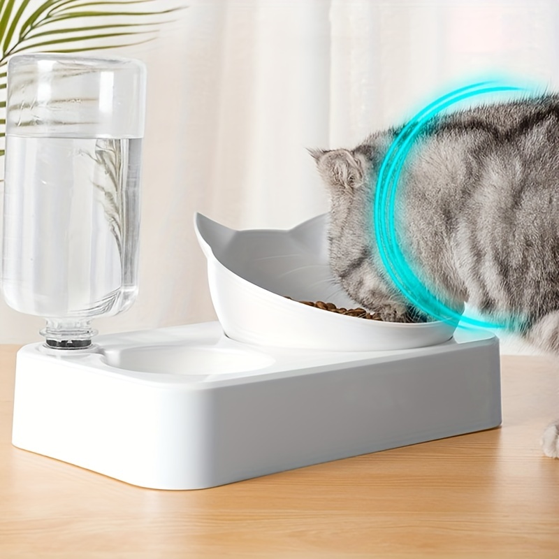 Elevated Cat Food Bowl With Neck Protection And Slanted - Temu