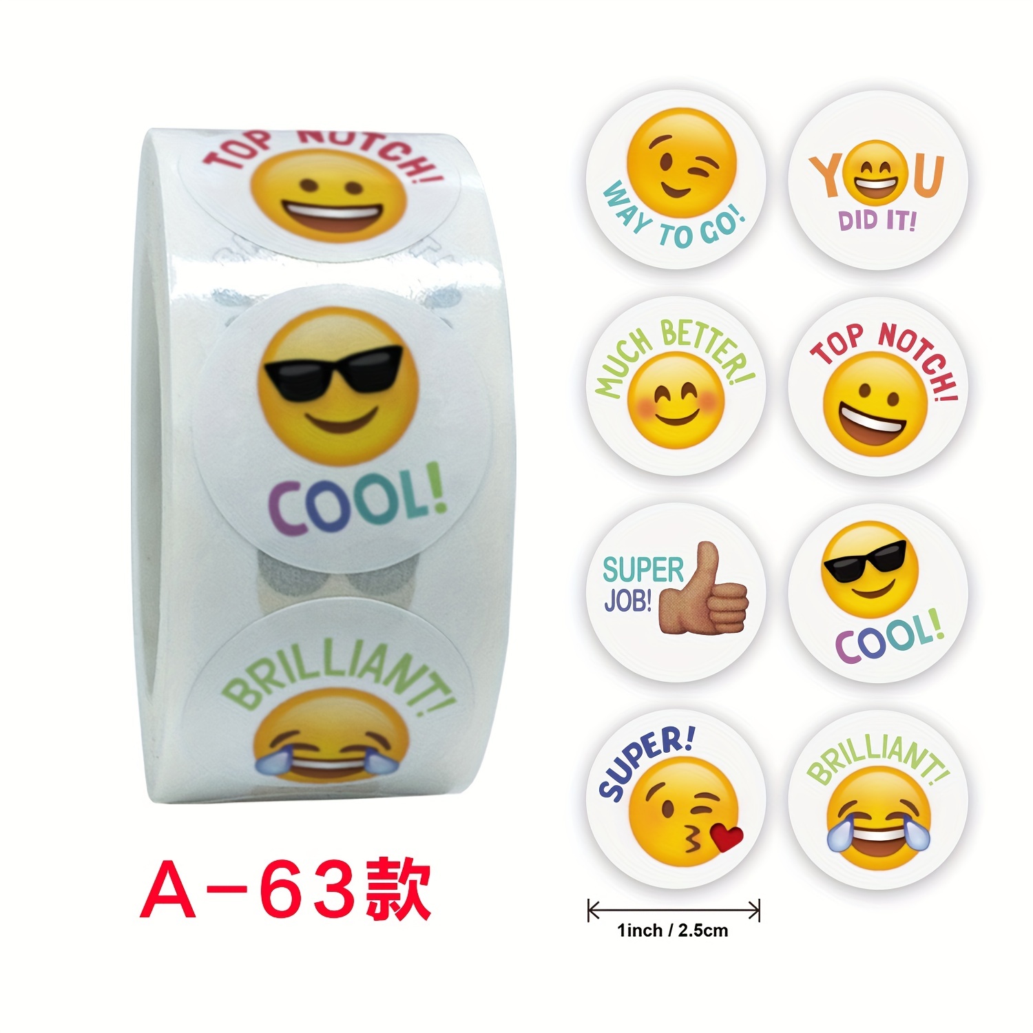 Autocollant Smiley Face 100Pcs / 500 Pcs / 100Pcs / rouleau pour les  enfants Autocollant de récompense Étiquettes de points jaunes Autocollant  de visage de sourire heureux Jouets pour enfants : : Cuisine et  Maison