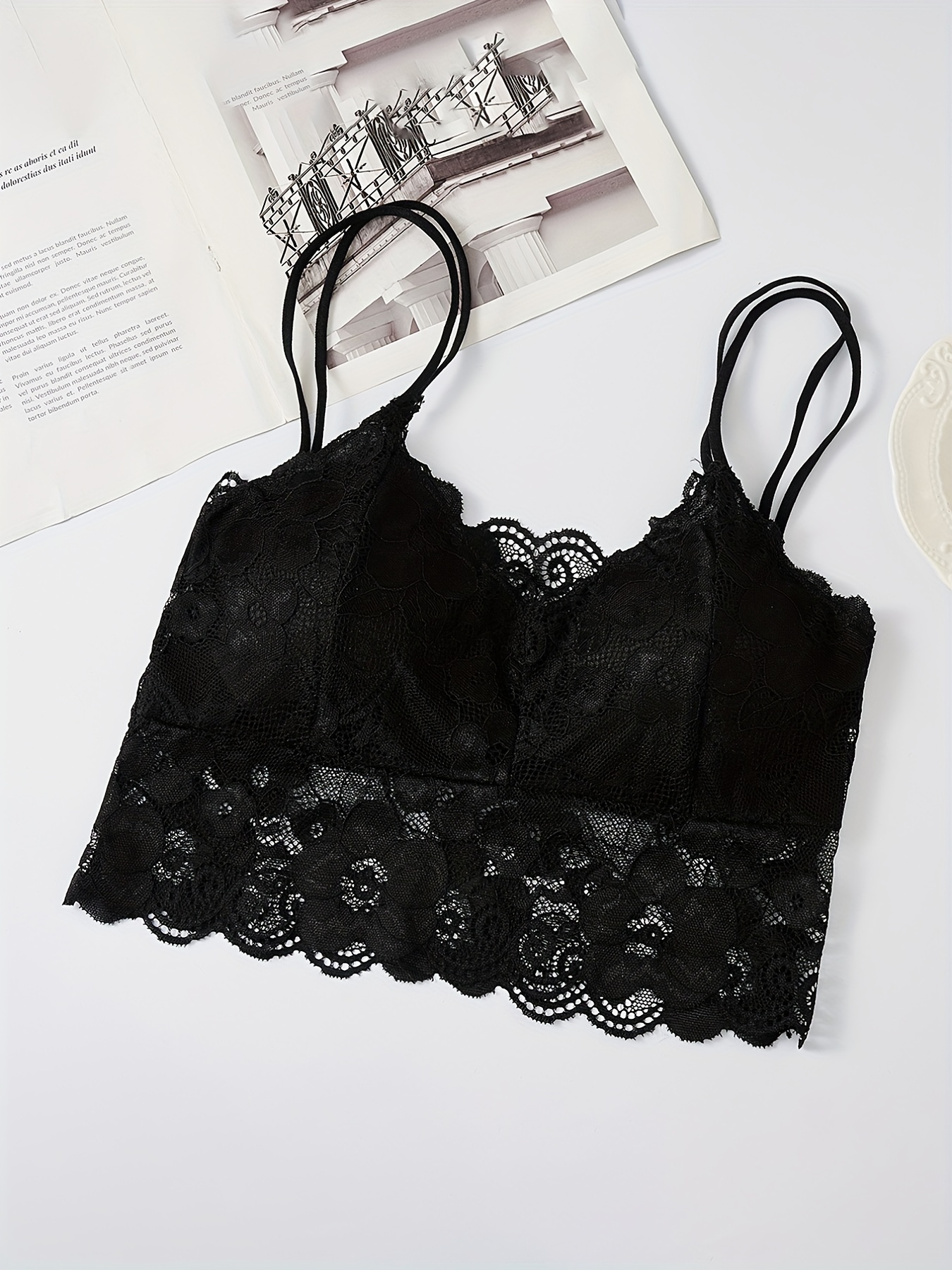 Lace Strap Wrapped Chest Shirt Top Underwear Ladies Camisole Black