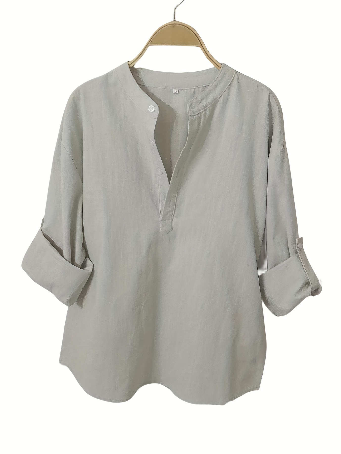 Womens Shirts Dressy Casual Linen Blouse Womens Long Sleeve Tops V