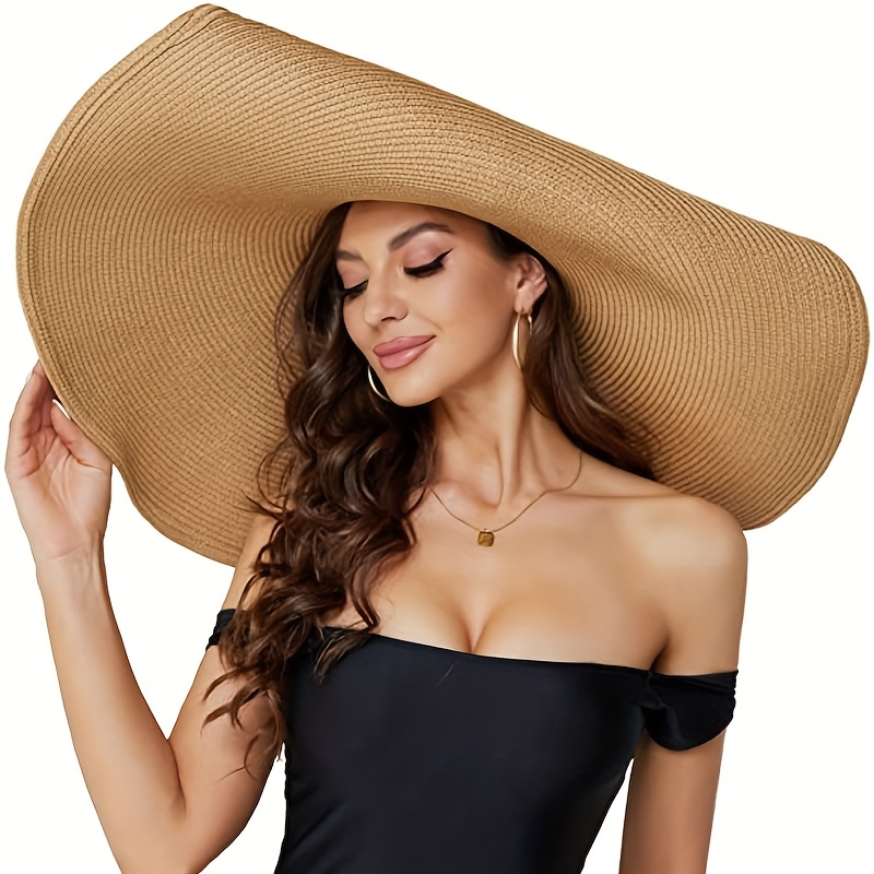 Women's Large Brim Floppy Sun Hat with Bow Decoration - Foldable Beach  Straw Hat for Elegant Sun Protection