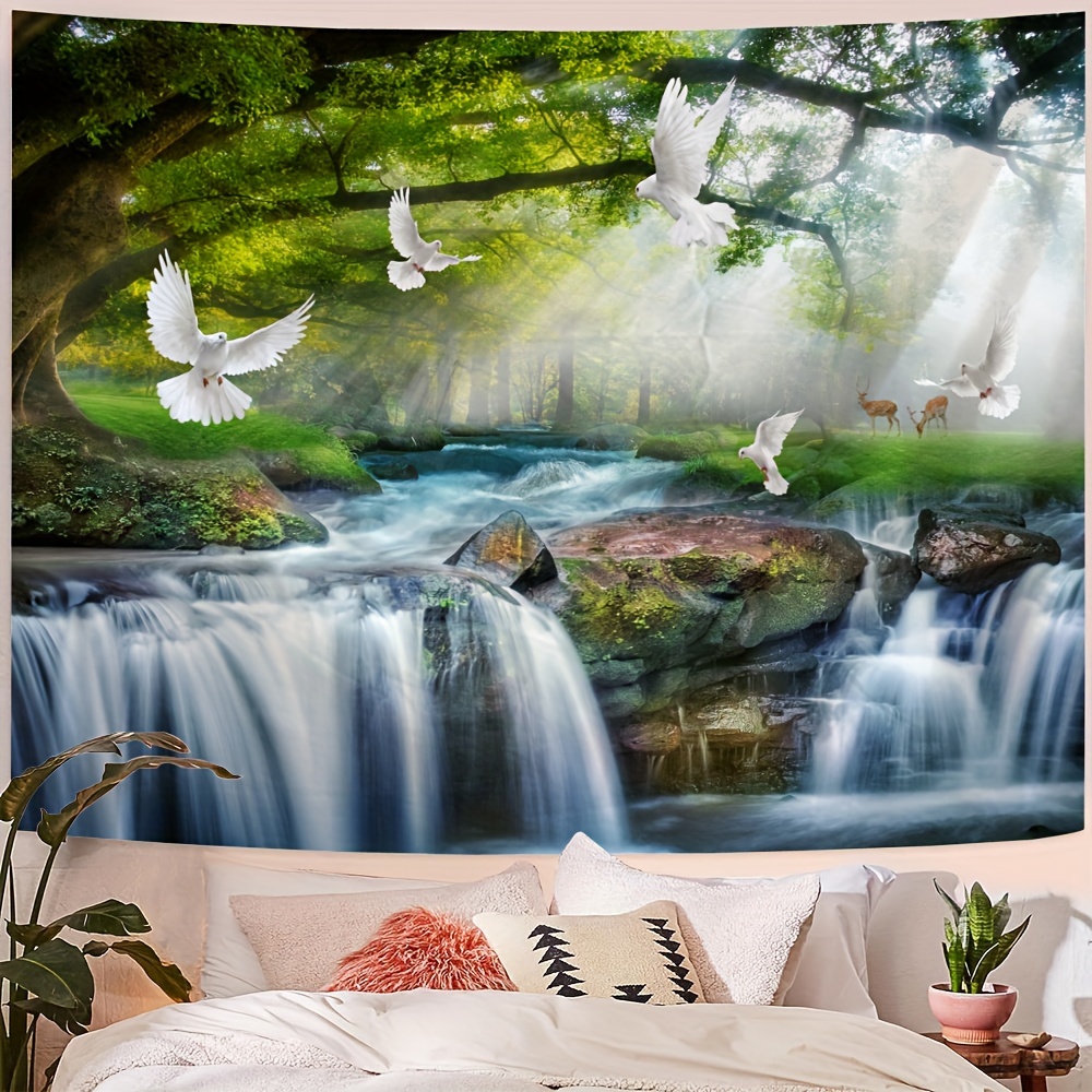 1pc Tapiz Decorativo Arroyo Bosque Colgante Pared Dormitorio - Temu Mexico