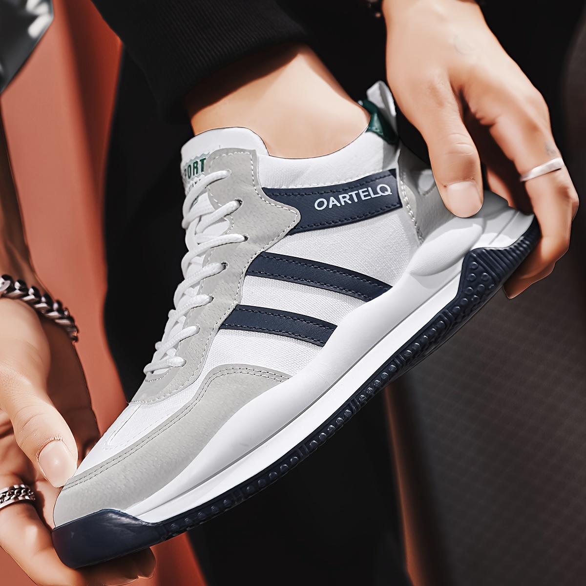 zapatillas deportivas casuales transpirables para hombres, zapatillas antideslizantes de moda con   de goma y parte   de tela, estilo de ocio, otoño,  , xia, invierno detalles 7