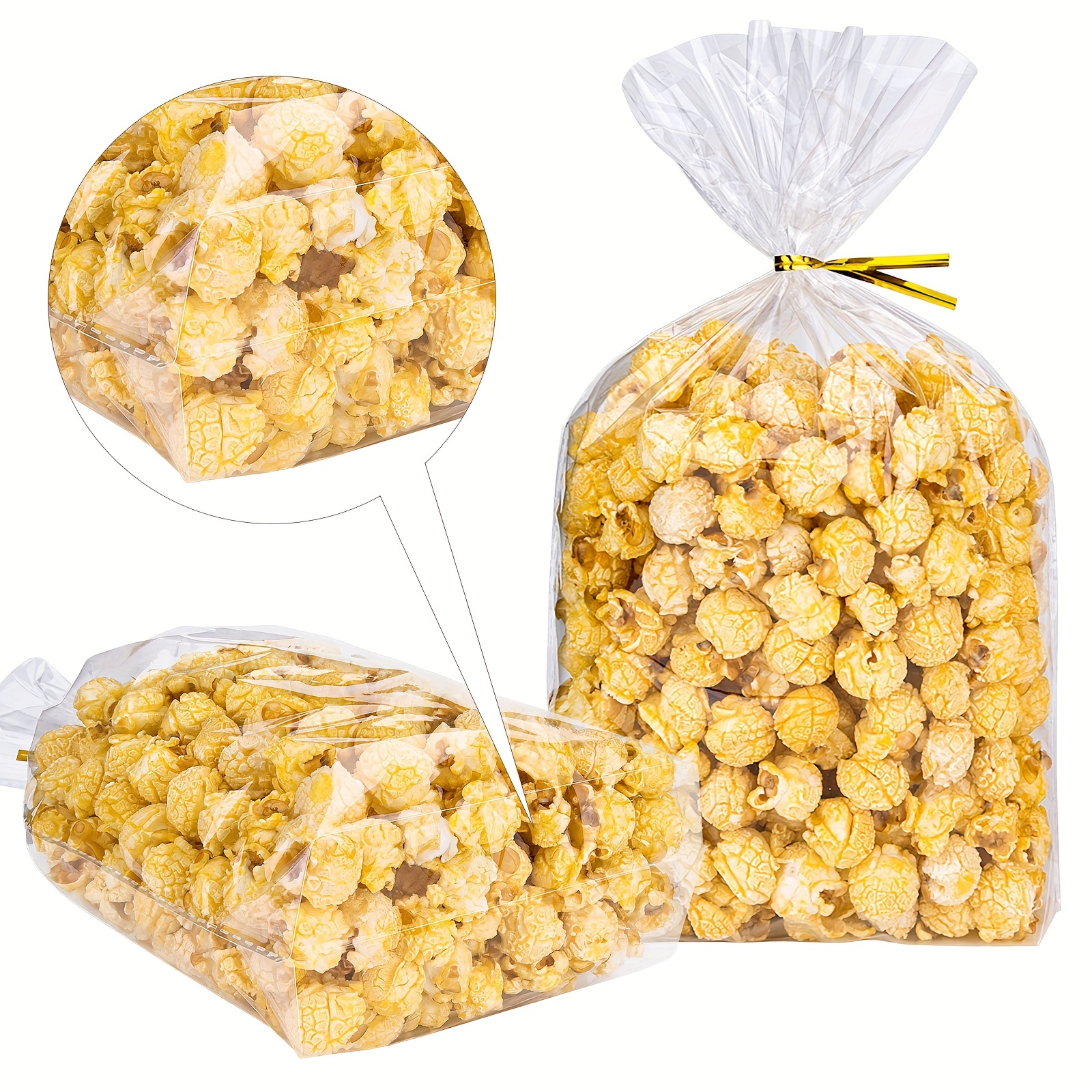 Snack Bags With Ties Plastic Clear Cellophane Goodie - Temu