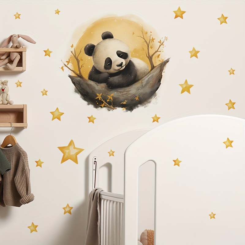 Cartoon Panda Pattern Wall Sticker Vinyl Self Adhesive - Temu