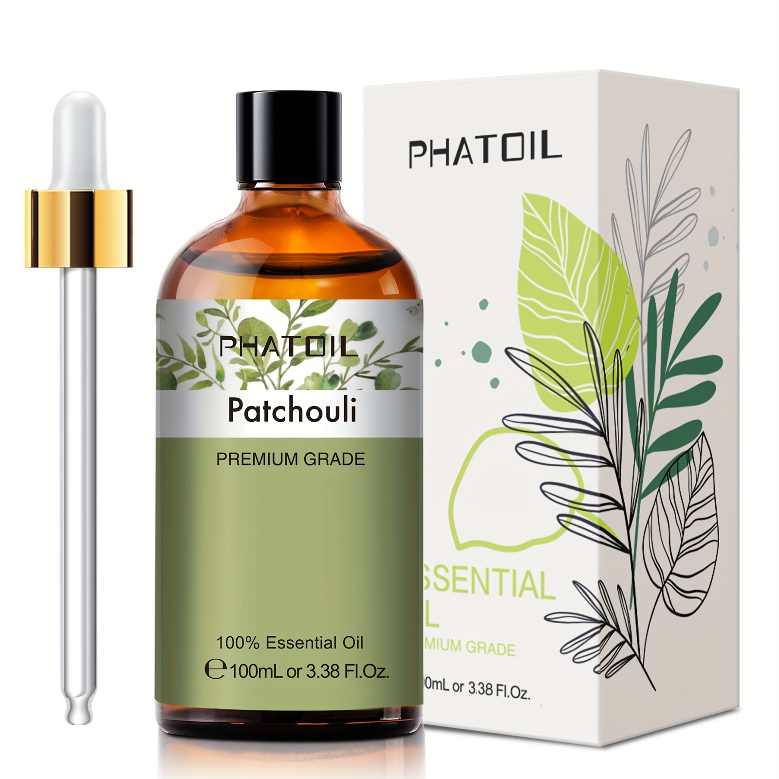 

1pc 100ml/3.38 Fl.oz Patchouli Essential Oils For Diffusers, Humidifiers, Soap Making