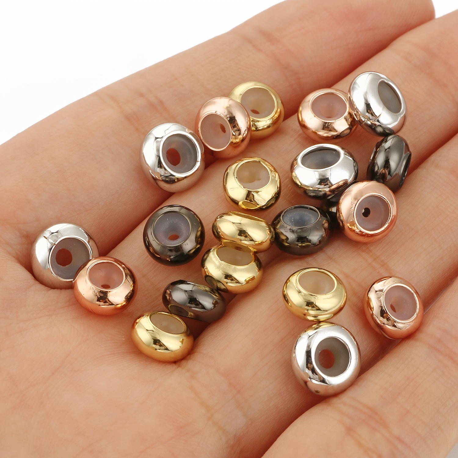 Copper Spacer Beads Round Stopper End Beads For Jewelry - Temu