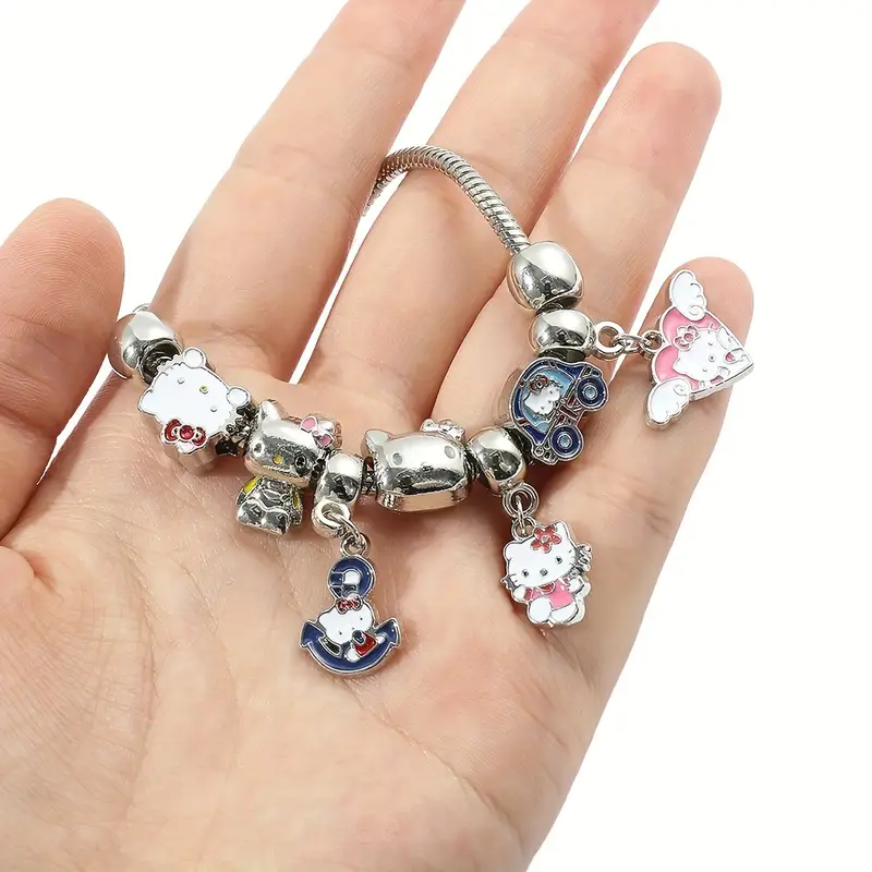 Hello Kitty Charms Beads Bracelet/bangle Cute Accessories - Temu