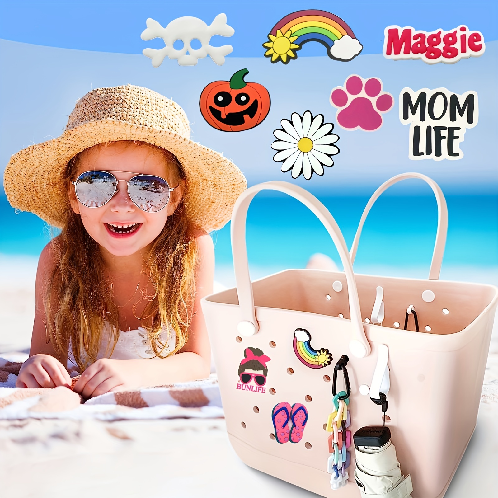 Mom Life Bogg Bag Button Mom Life Bogg Bag Charm Beach Bag 