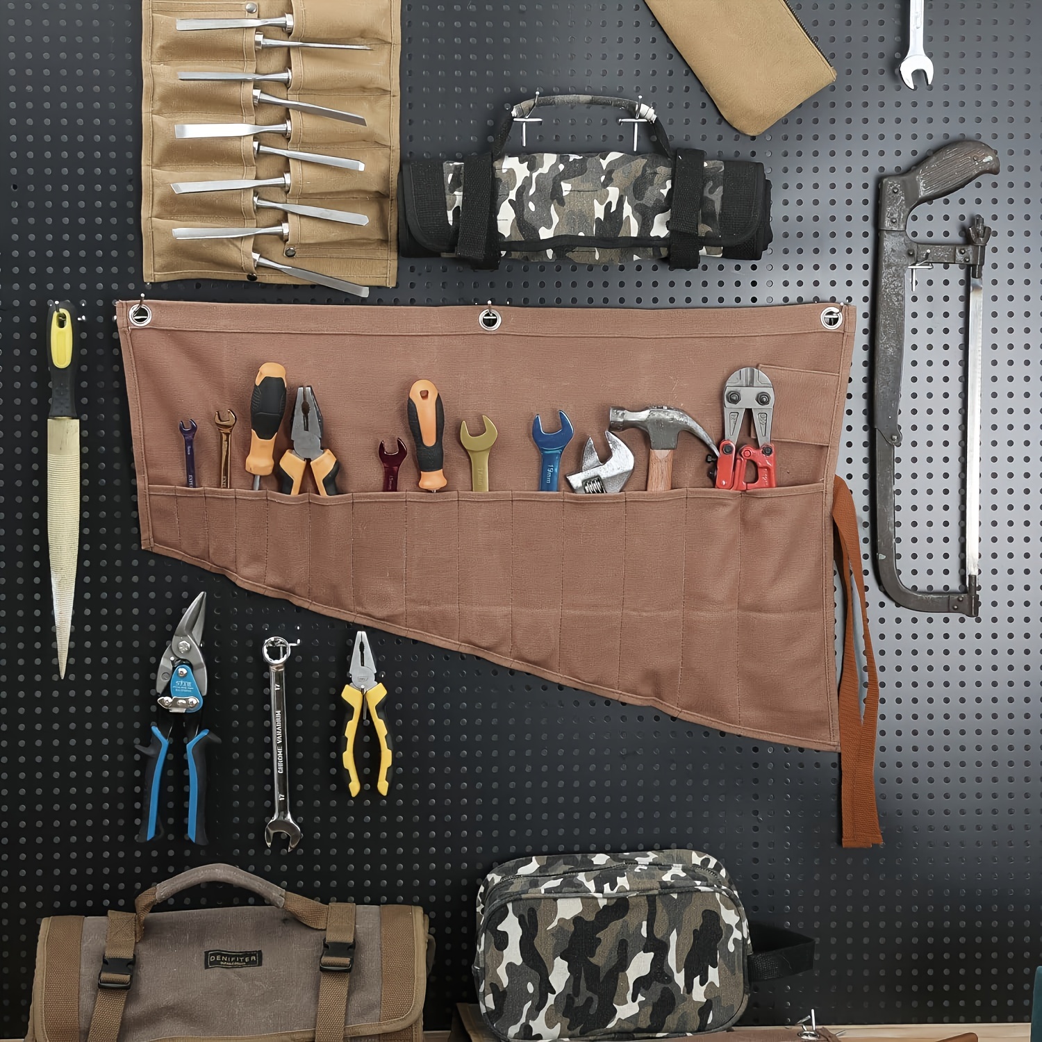 Sac à outils multifonctionnel type enroulement sac de rangement sac à outils  suspendu sacs de travail