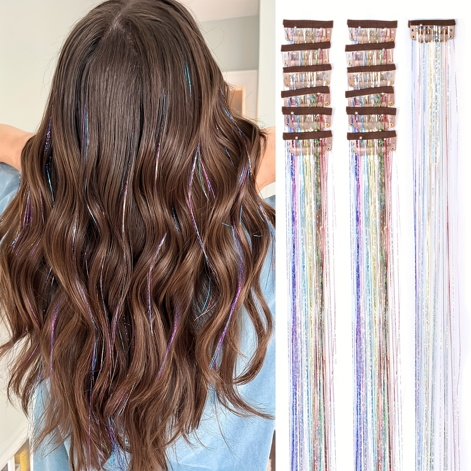 Sparkling Shiny Clip In Hair Tinsel Kit Heat Resistant - Temu