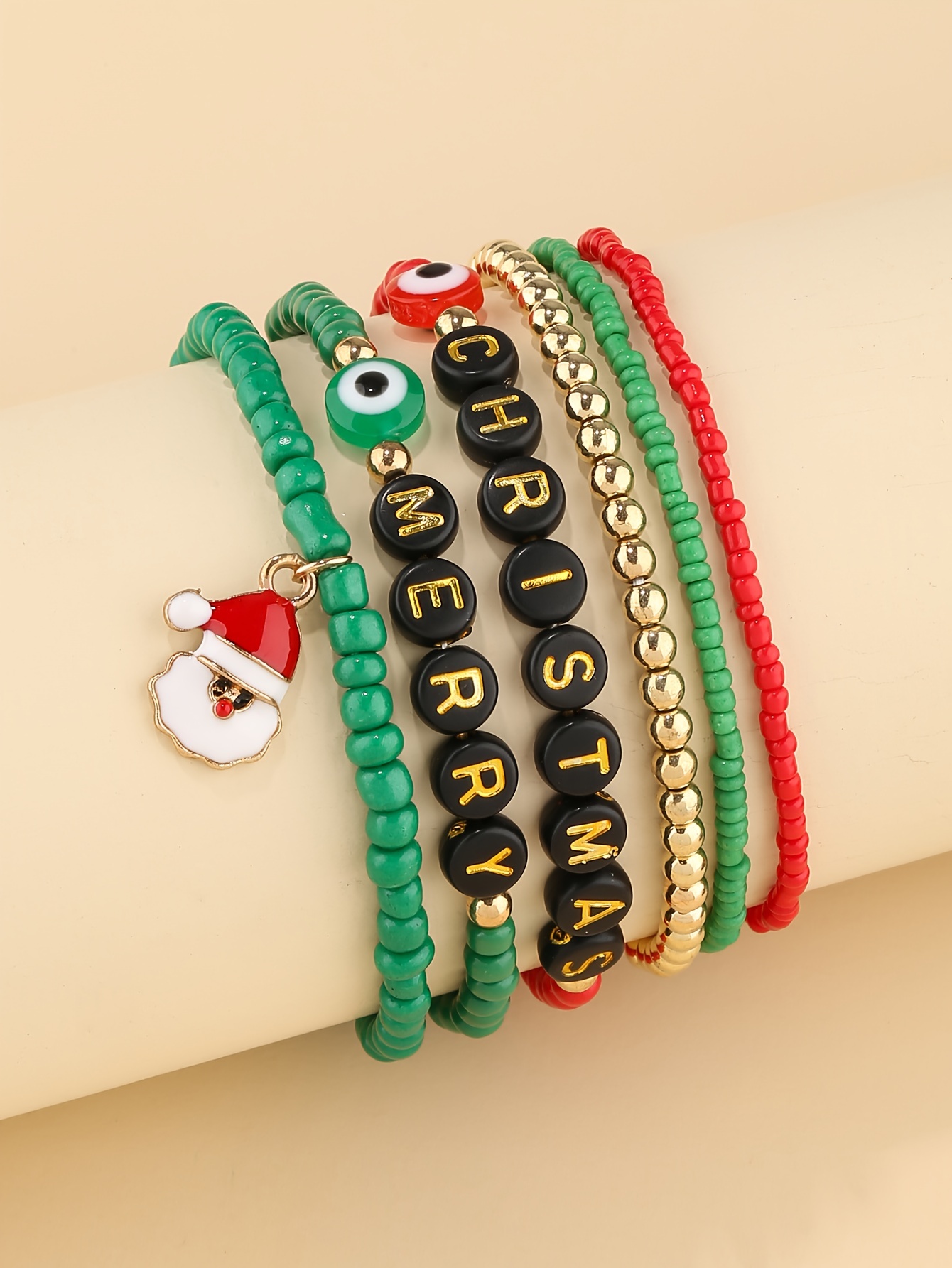 6pcs Letter Detail Beaded Bracelet