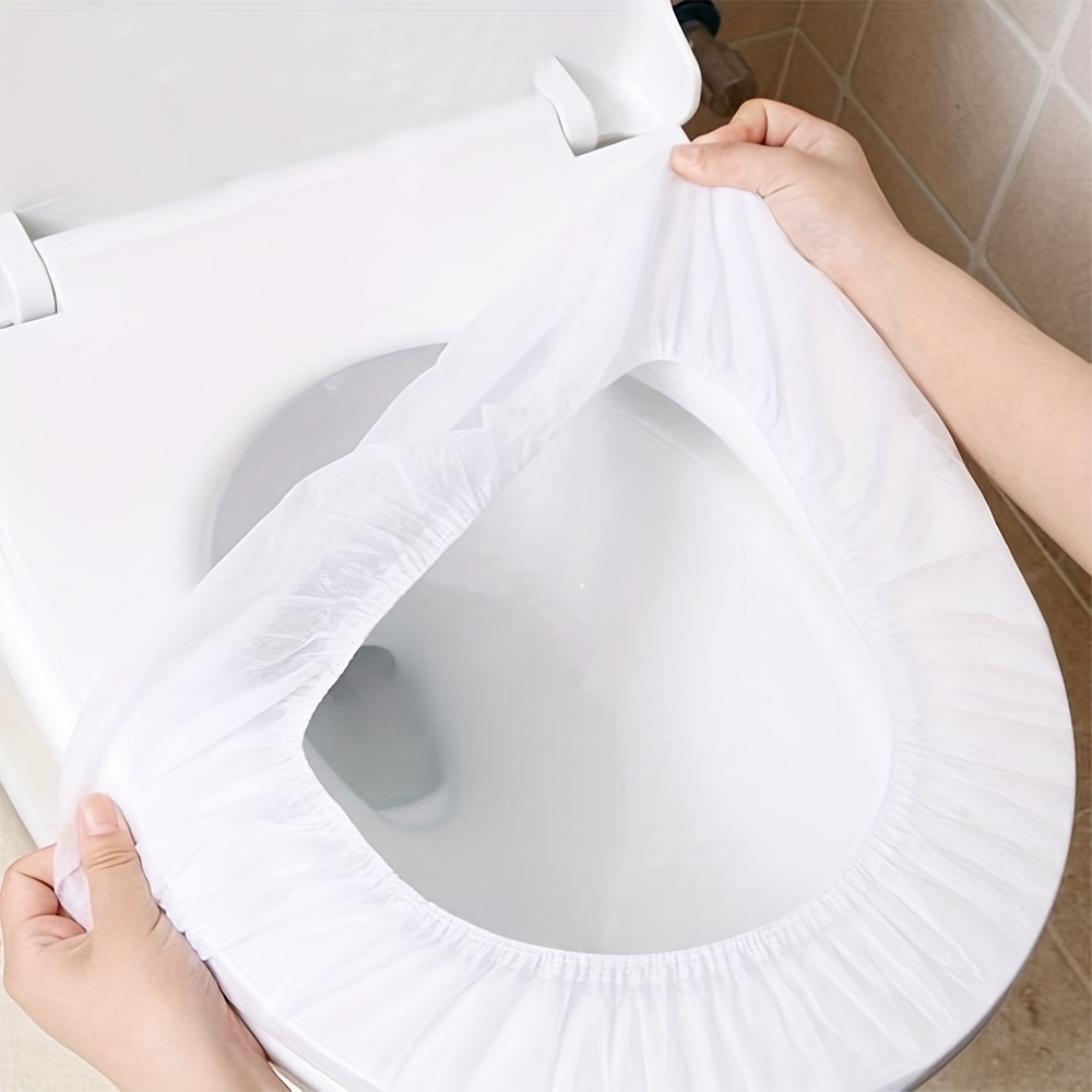 10pcs disposable toilet seat cover, independent packaging, toilet seat  cushion, advanced elastic band, portable waterproof, stain proof, anti  slip, tr