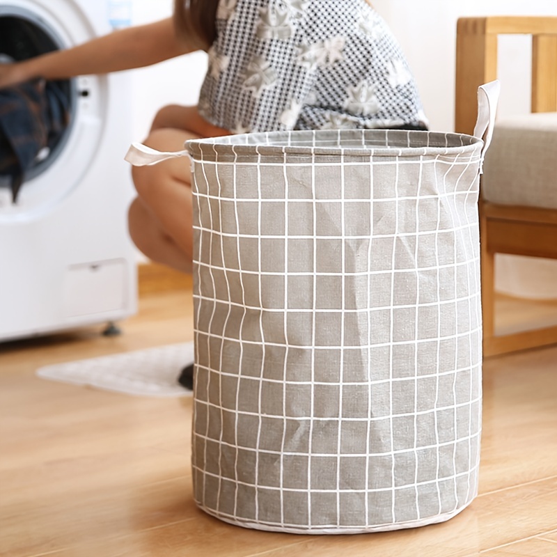 Wave Pattern Laundry Bucket Cotton Linen Storage Holder Clothes