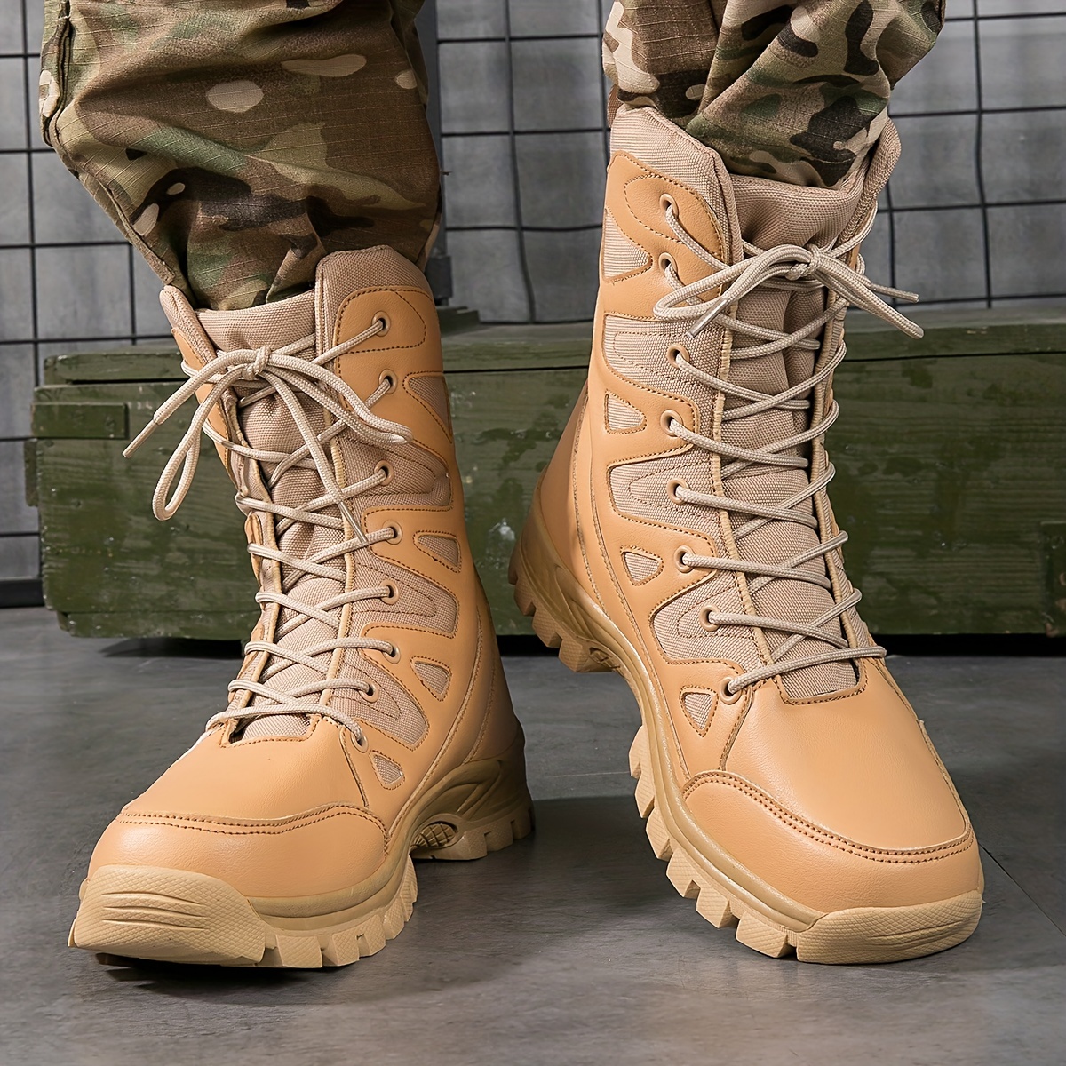  Botas tácticas de combate del ejército para hombre, botines de  cuero para senderismo al aire libre, zapatos militares de combate : Ropa,  Zapatos y Joyería