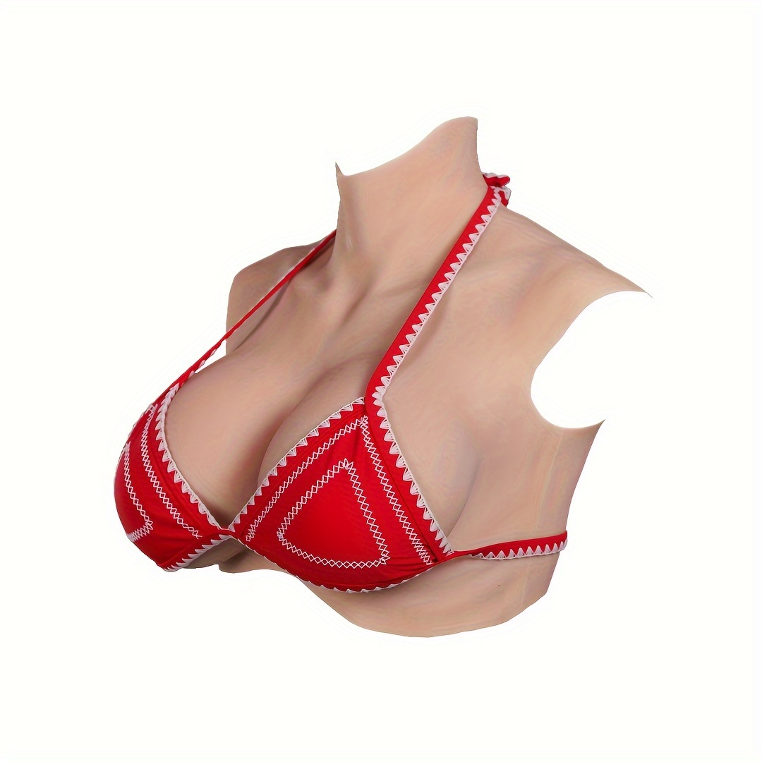 1-Piece New Realistic High Collar Silicone Dummy Chest Vest C/D/E/G Cup Cos  Essential For Crossdressers Solid Silicone Breast Enlargement Chest Feel R