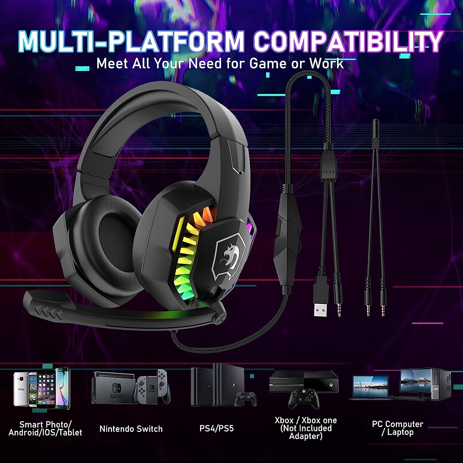 Wired Gaming Headset RGB Multi-Platform with Mic