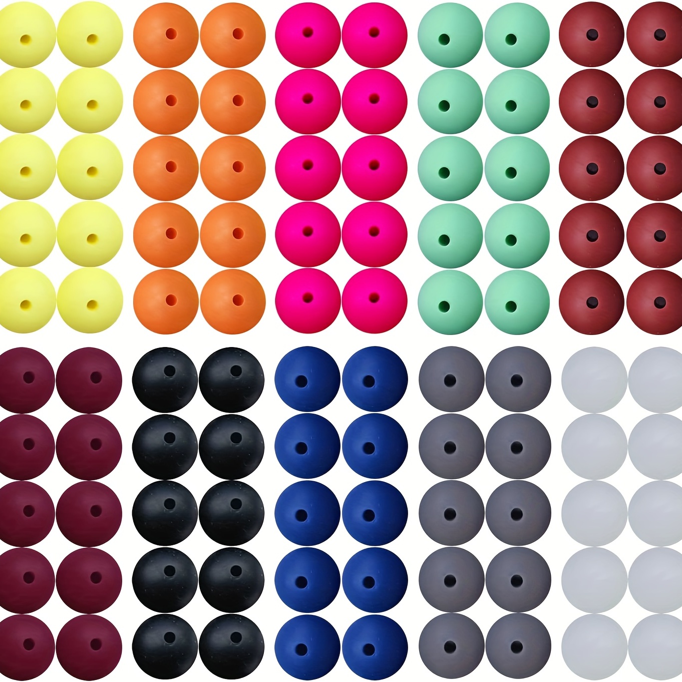 

100pcs Silicone Beads Set For Diy Jewelry Necklace Making Circular Silicone Beads 15mm Silicone Beads Safety Jewelry Accessories