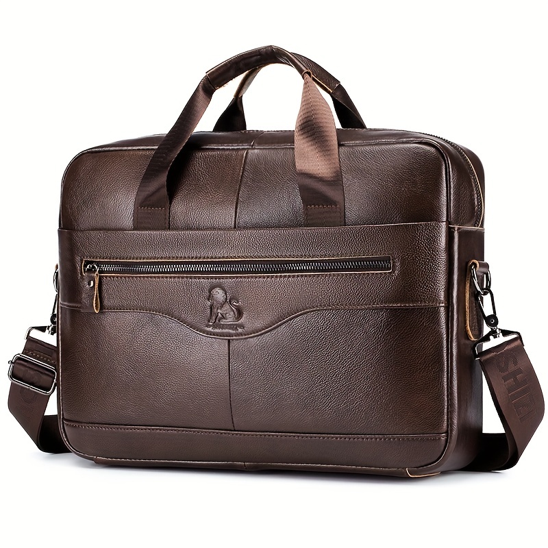 Official　Genuine　Bag　Portable　Leather　Shoulder　Men's　Bag,　Business　Men's　Bag,　Computer　Bag,　Temu　Men's　Briefcase,
