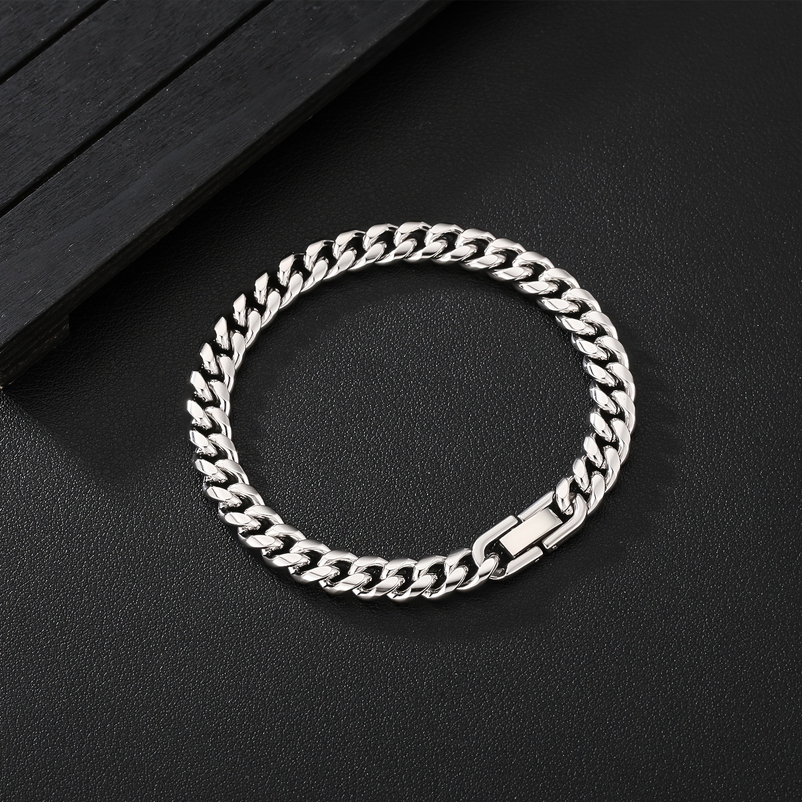 Image of 8mm Miami Cuban Chain Bracelet Hip-hop 304 304l 304 304l Stainless Steel Bracelet 304 304l 304 304l Stainless Steel Chain
