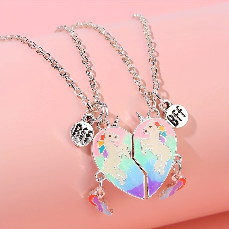 2pcs/set Cactus & Botany Element Shaped Zinc Alloy Oil-drip Magnet Necklaces  For Girls, Ideal Gift For Best Friends' Everyday Wear