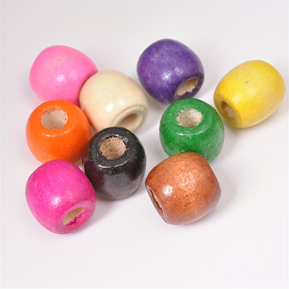 180 Pcs Wooden Bead Colorful Wood Beads for Crafts Round Wooden Bead with  Large Hole Loose Spacer Beads for Holiday Decoration DIY Crafts Jewelry