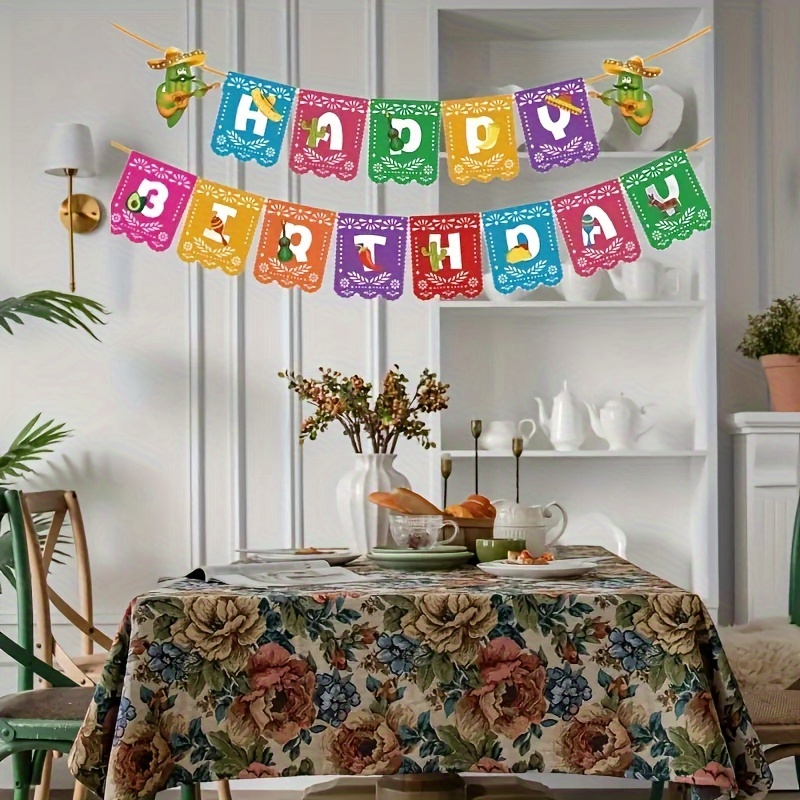 Mexican Theme Pull Flag Happy Birthday Letter Flag For Cinco - Temu
