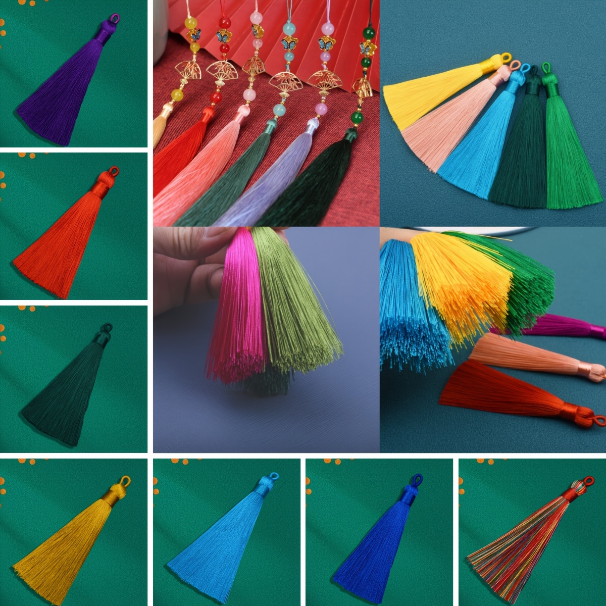  Borlas de flecos de seda de poliéster para coser cortinas,  accesorios, manualidades, decoración de boda : Arte y Manualidades