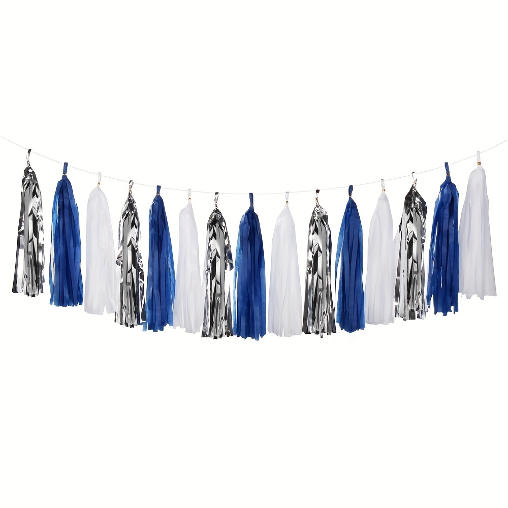 Blue White Party Decorations Paper Garland Streamer - Temu