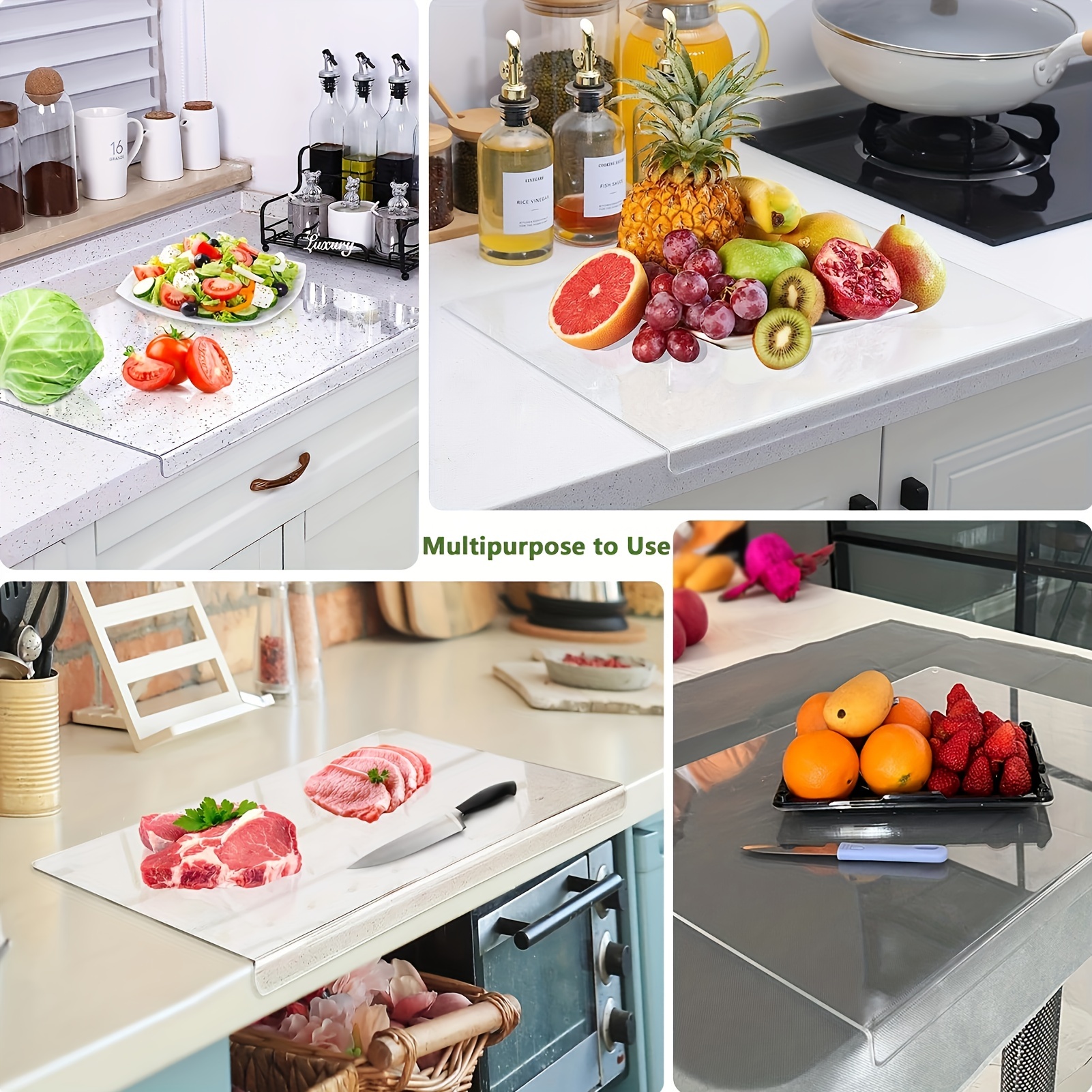 

1 Pcs Acrylic Cutting Boards For Kitchen Counter, 2023 New Clear Cutting Board, Anti-slip Transparent Cutting Board With Lip For Countertop Protector Home Restaurant (18x14 In)