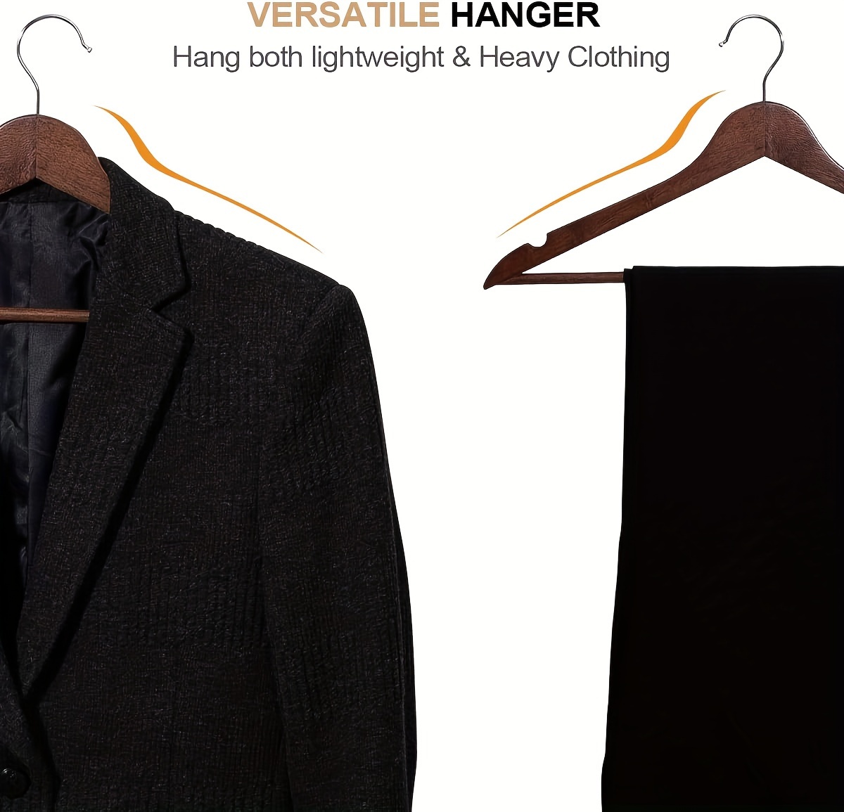   pack wooden hangers suit hangers with 360 degree rotatable hook   wooden coat hangers heavy duty hangers for clothes jacket shirt   top dress details 1