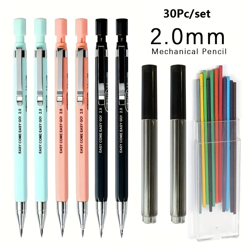 2.0mm Mechanical Pencil Set 2B Automatic Pencils with Color/Black