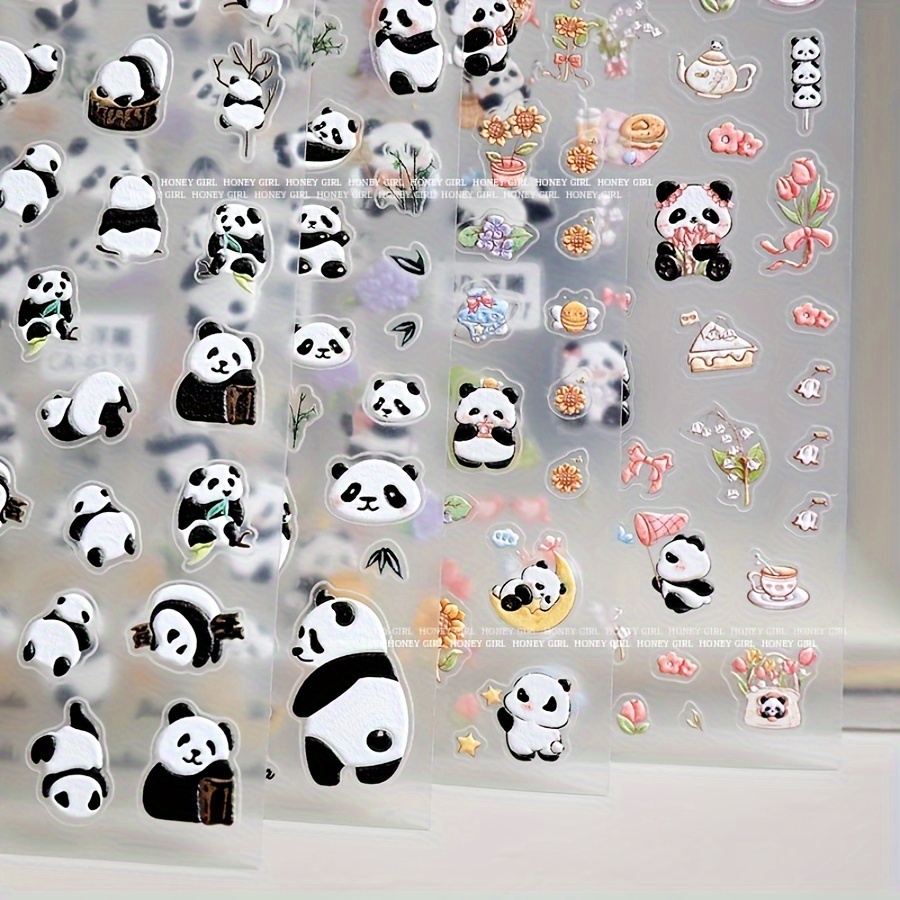 Kawaii Panda Nail Art Stickers - Cute Bamboo Letter Designs For Water Decals  And Watercolor Tattoos - Temu