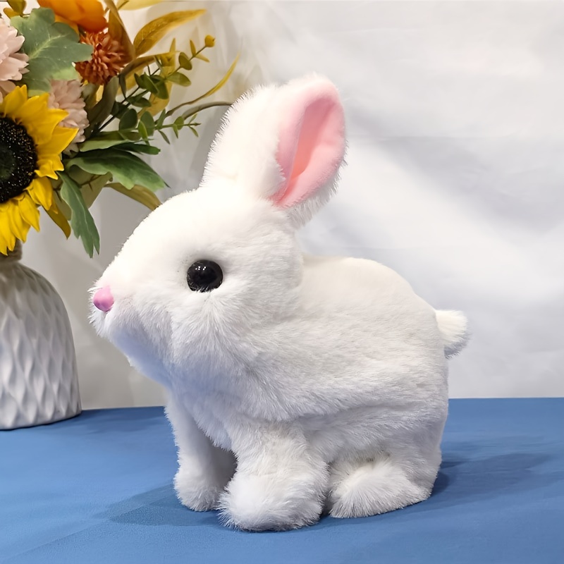 Robot lapin poil de lapin électronique animal de compagnie peluche jouet  animal interactif marcher sauter jouet cadeau d'anniversaire enfant 