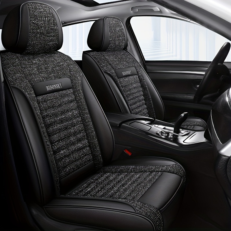 Housse de protection universelle pour siège de voiture, en lin, en cuir,  Design de luxe, avec coussin de dossier pour siège avant - AliExpress