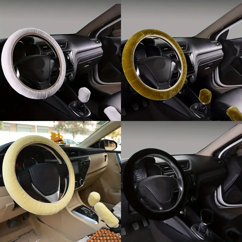 Plush Car Steering Wheel Cover Winter Faux Wool Car Hand - Temu