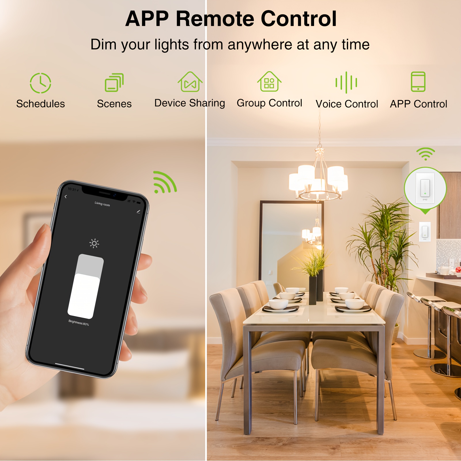 Smart WiFi Switch In-Wall Light Switch APP Remote Control Touch Panel Work  with  Alexa Google Home Timing 