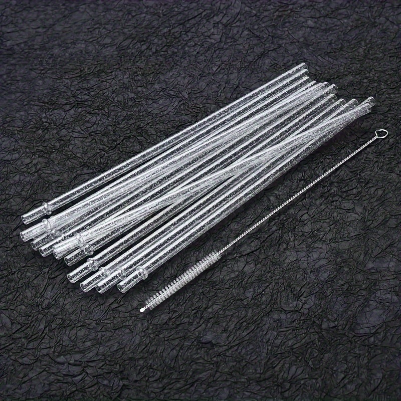 Reusable Clear Plastic Glitter Straws, Long Hard Tumbler
