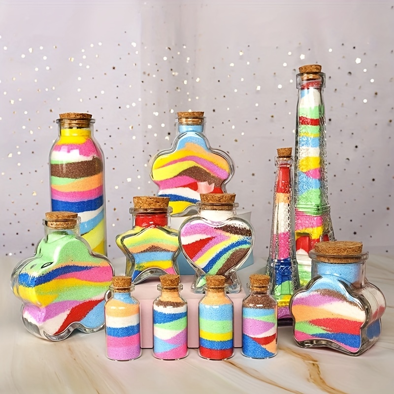 Garrafa de areia colorida 1 peça, faça você mesmo, conjunto de materiais  para brinquedos infantis coloridos
