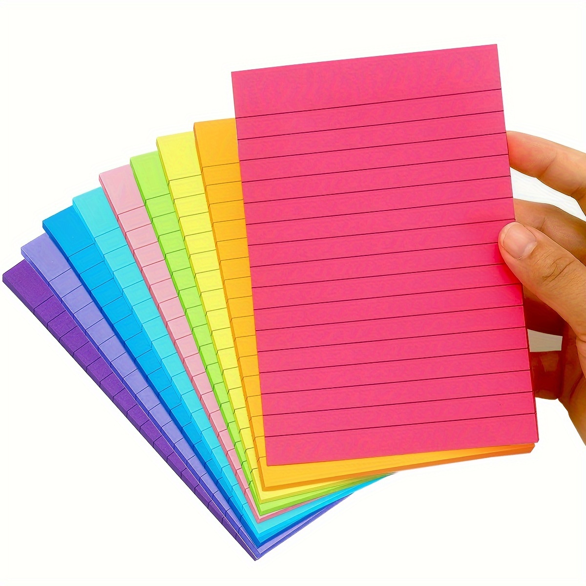 EOOUT 8 Pads Pastel Lined Sticky Notes 3x3 Inches Self-Stick Note Pads, 100  Sheets/Pad, Super Adhesive Memo Pads, Easy to Post Notes for Study, Work
