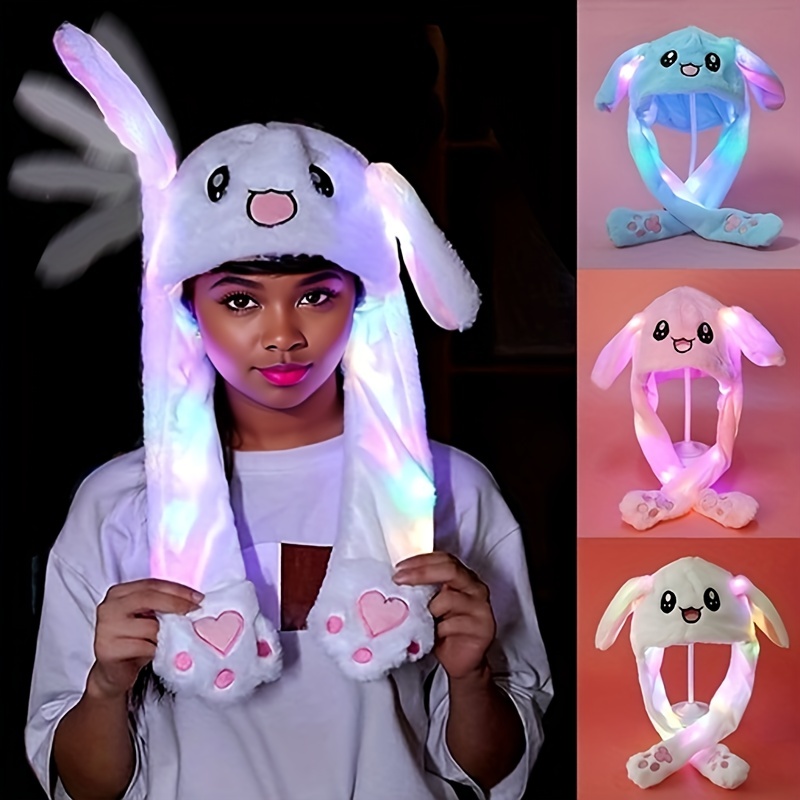 Led Glowing Plush Moving Rabbit Hat Funny Glowing And Ear - Temu Germany