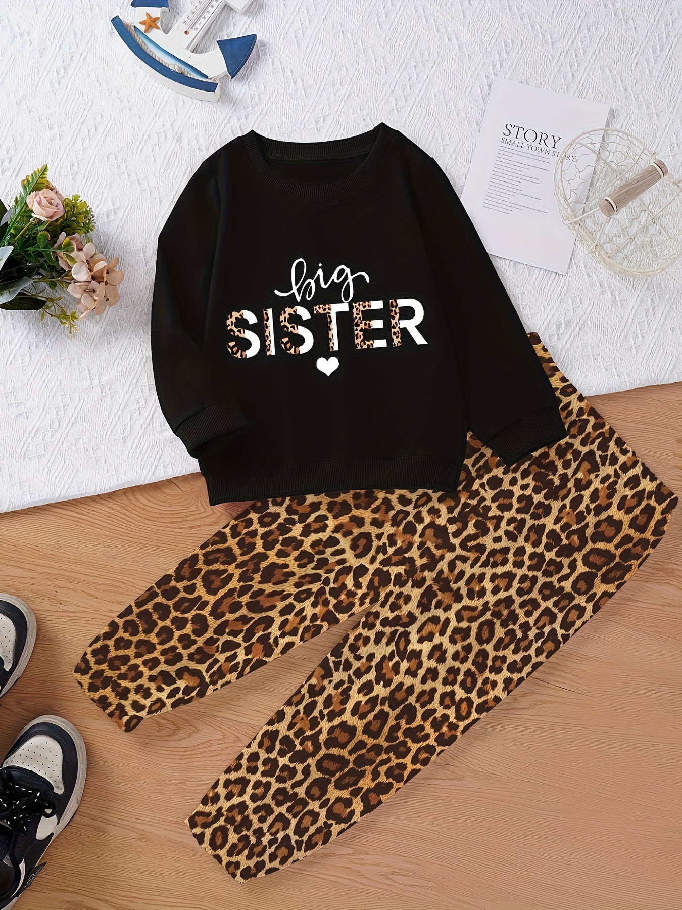 Sister And Me Santa Graphic Outfits Conjuntos Modernos Para - Temu