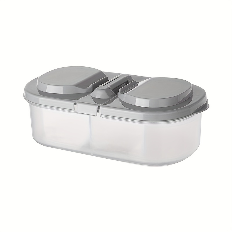 1pc Dual Grid Sealed Food Storage Container With Lid, Multifunctional  Plastic Organizer For Kitchen & Fridge